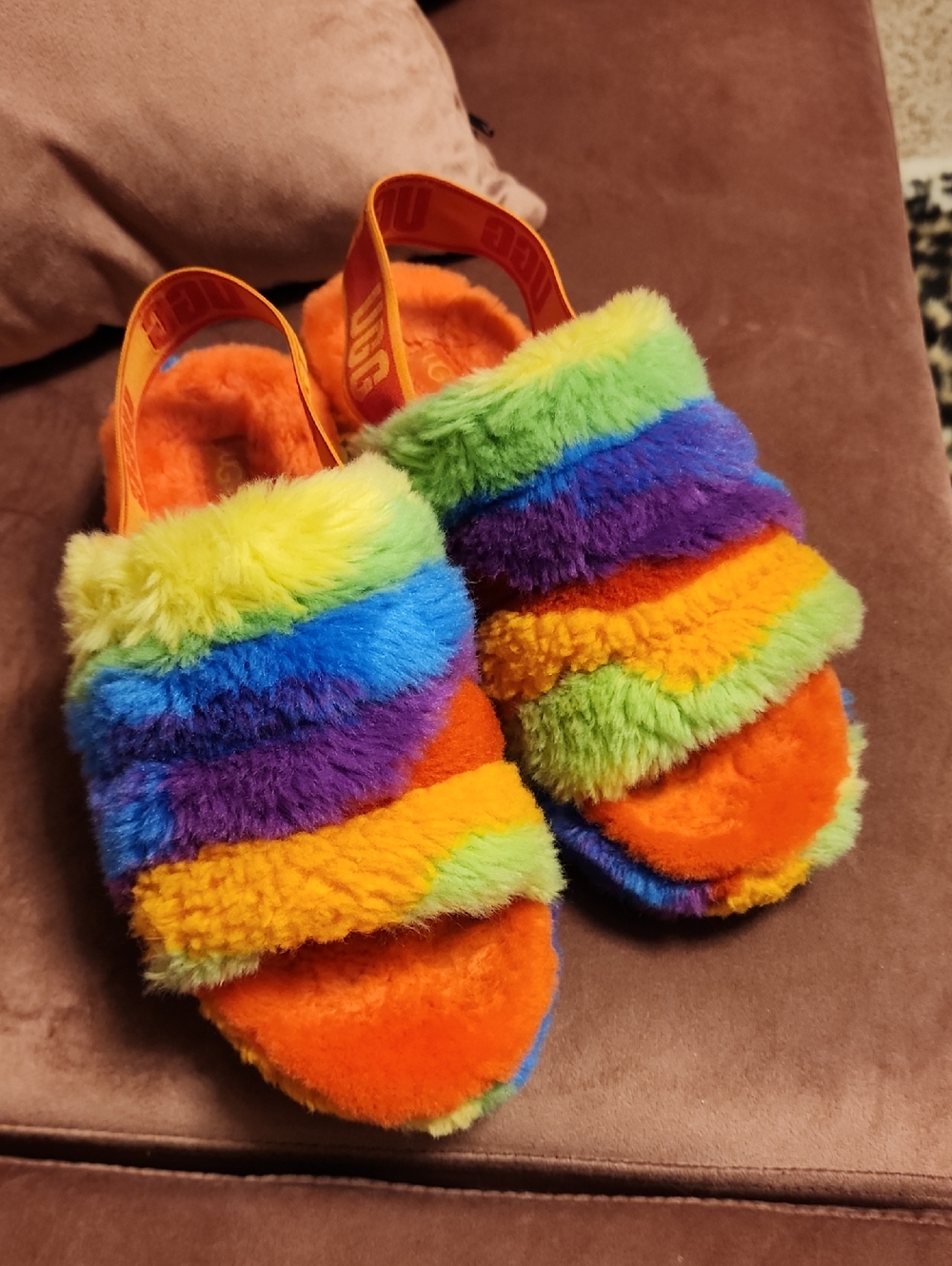 Rainbow UGG Slide Sandals